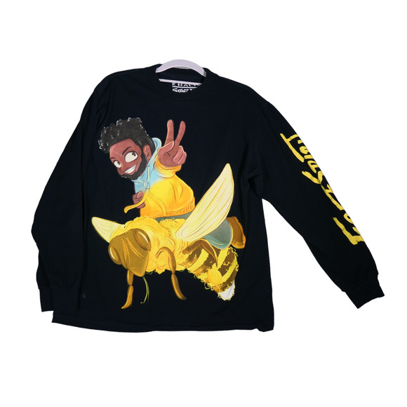 Khalid Free Spirit Tour 2019 Tee Men Medium Riding Bumble Bee Cotton Long Sleeve - Picture 1 of 8